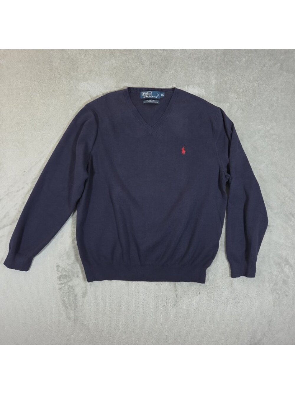 Vintage Polo Ralph Lauren Men's 100% Pima Cotton V-Neck Pullover Sweater XL Navy